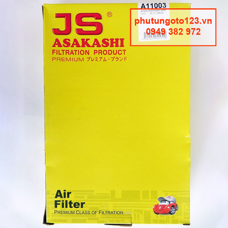 Lọc gió động cơ Hyundai SantaFe 2.2 2012, 2013, 2014, 2015, 2016, 2017 28113-2W300 mã A11003 JS Asakashi Nhật Bản