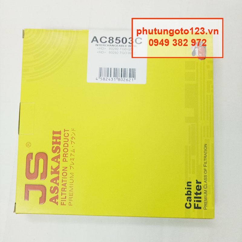 Lọc gió điều hòa Than hoạt tính AC8503C dành cho xe Honda Jazz 1.5 2017, 2018, 2019, 2020, 2021 80292TG0Q01