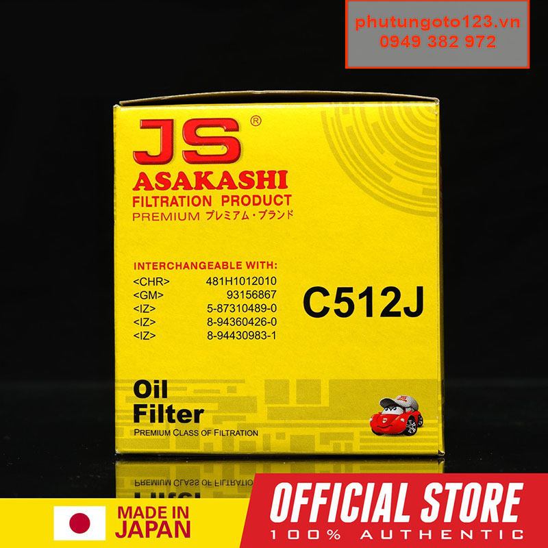 Lọc dầu nhớt Nhật C512J dành cho Xe tải Isuzu NKR55 1.8T máy dầu 2.8L