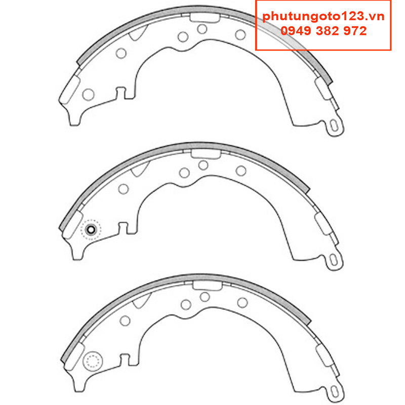 Bố thắng càng sau, Bố sau Toyota Hilux 2.5 máy dầu 2004, 2005, 2006, 2007, 2008, 2009, 2010, 2011, 2012, 2013, 2014, 2015 04495-0K010 Nhật Bản NiBK