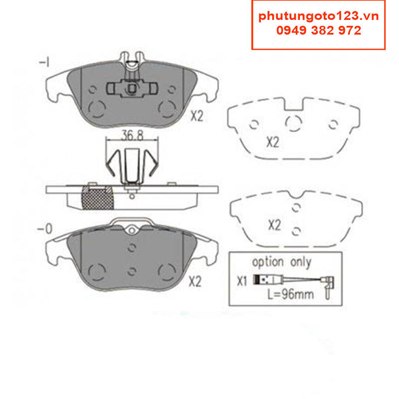 Bố thắng Sau, Bố sau PN0460 Mercedes-Benz E350 3.5 2009, 2010, 2011, 2012, 2013, 2014, 2015, 2016, 2017 A0054204320 Nhật Bản NiBK