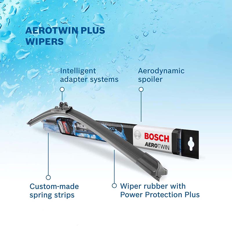 Gạt mưa thân mềm Bosch Aerotwin Plus có 4 loại lẫy dùng cho BMW 5 Series Sedan 2003-2010 kích thước 24inch - 600mm